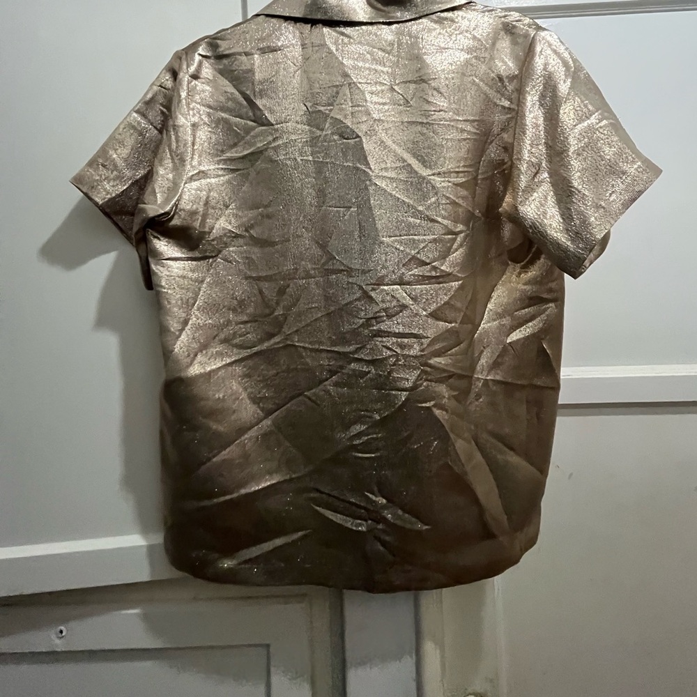 MAJE Cilur liquid Metallic Silk-Blend blouse New NWT size 1 small - Picture 10 of 13